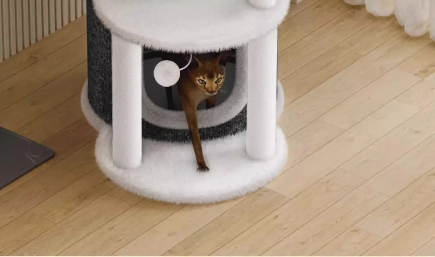 Cat climbing frame, cat nest, cat tree integrated, multi-layer semi enclosed, all season universal, winter tree hole,