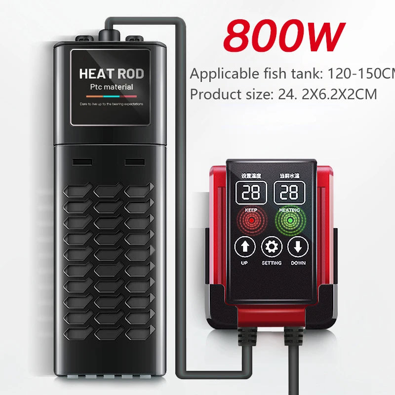 Aquarium Fish Tank Heater Smart LED Temperature Display Adjustable Water Heating Rod Temperature Control 1200W