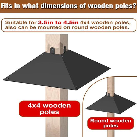 Bird Feeder Metal Squirrel Baffle Outdoor Yard Accessory for 4x4 Inches Wooden Pole Smooth Surface Simple Installation Sturdy