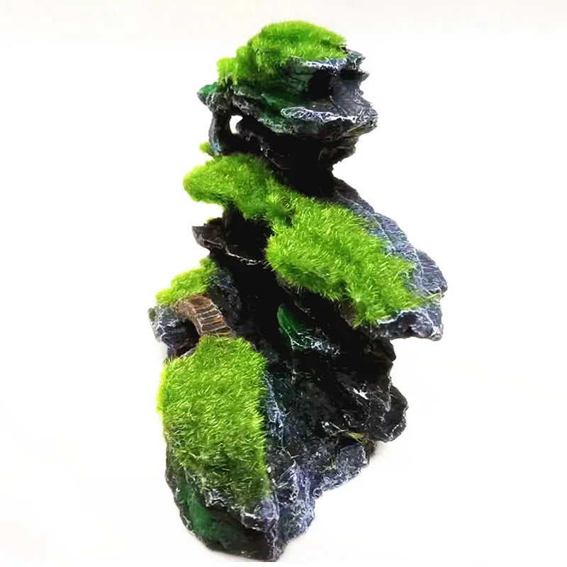 Moss Rockery Shape Fish Tank Ornaments Multifunctional Rock Cave Landscaping Decorative Fish Hide