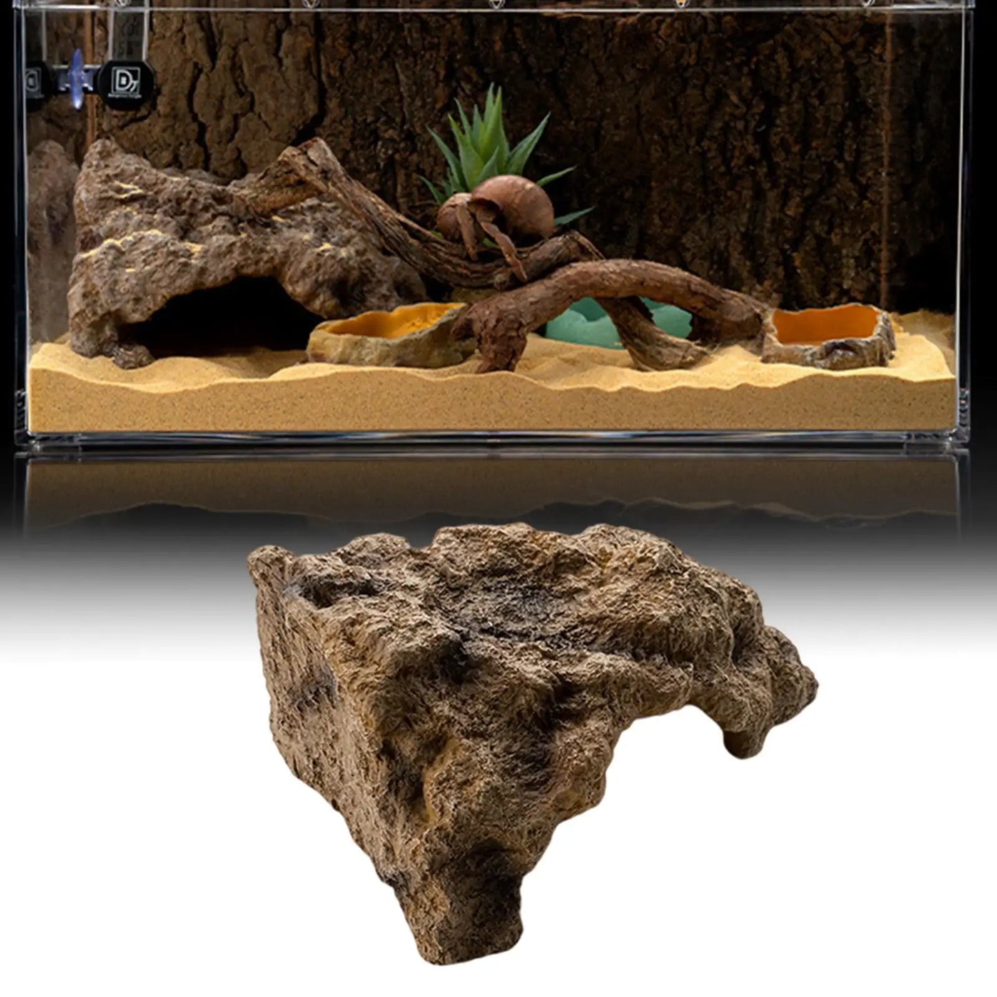 Resin Reptile Hide Cave Artificial Decoration Lizard Snake Turtle Shelter Hide Rest Cave Aquarium Landscaping Decors