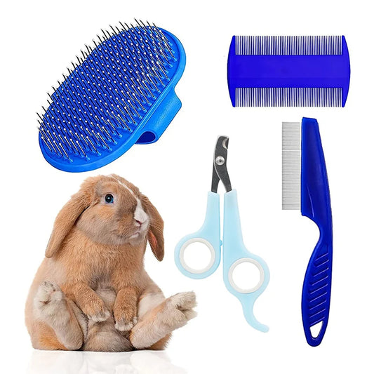 4Pcs Small Rabbit Grooming Kit Rabbit Hair Remover Grooming Brush Flea Comb