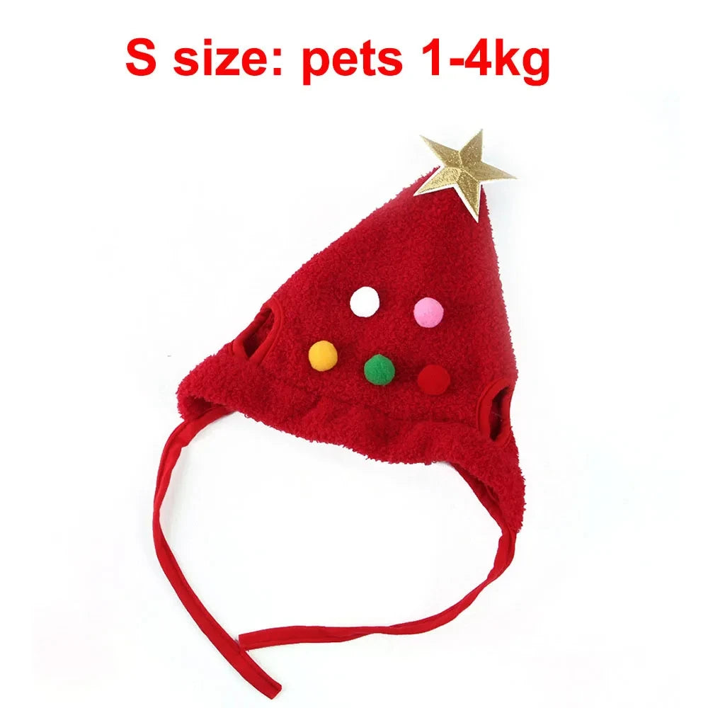 Christmas Cat Costume Xmas Cat Santa Elk Hat with Bandana Bib Scarf Set Cat