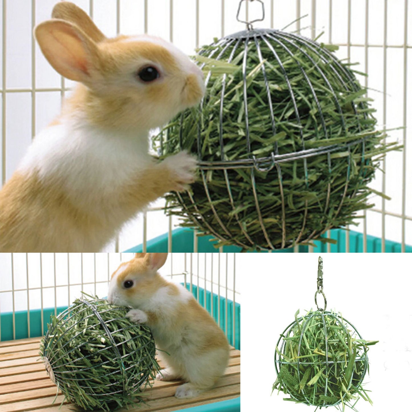 1Pc Stainless Steel/Plastic Round Sphere Feed Dispense Exercise Hay Feeder Hanging Hay Ball Guinea Pig Hamster Rabbit Pet Toy