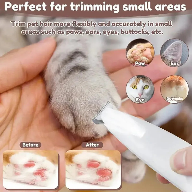 Paw Trimmer with LED Light Fully Waterproof Pet Hair Trimmer with LED