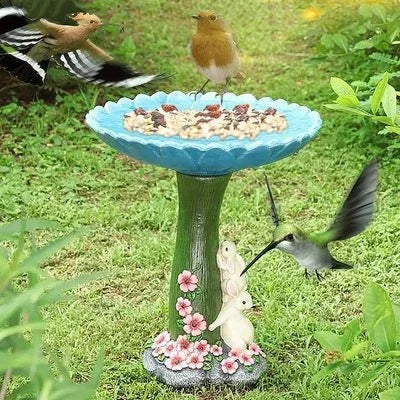 Animal themed Bird Bath, Sunflower Bird Bath, Outdoor Bird Bath Bowl, Bird Fountain Decoration for Garden