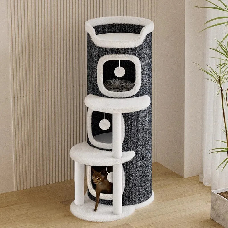 Cat climbing frame, cat nest, cat tree integrated, multi-layer semi enclosed, all season universal, winter tree hole,