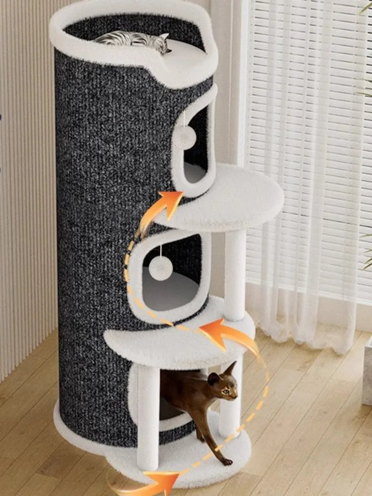 Cat climbing frame, cat nest, cat tree integrated, multi-layer semi enclosed, all season universal, winter tree hole,