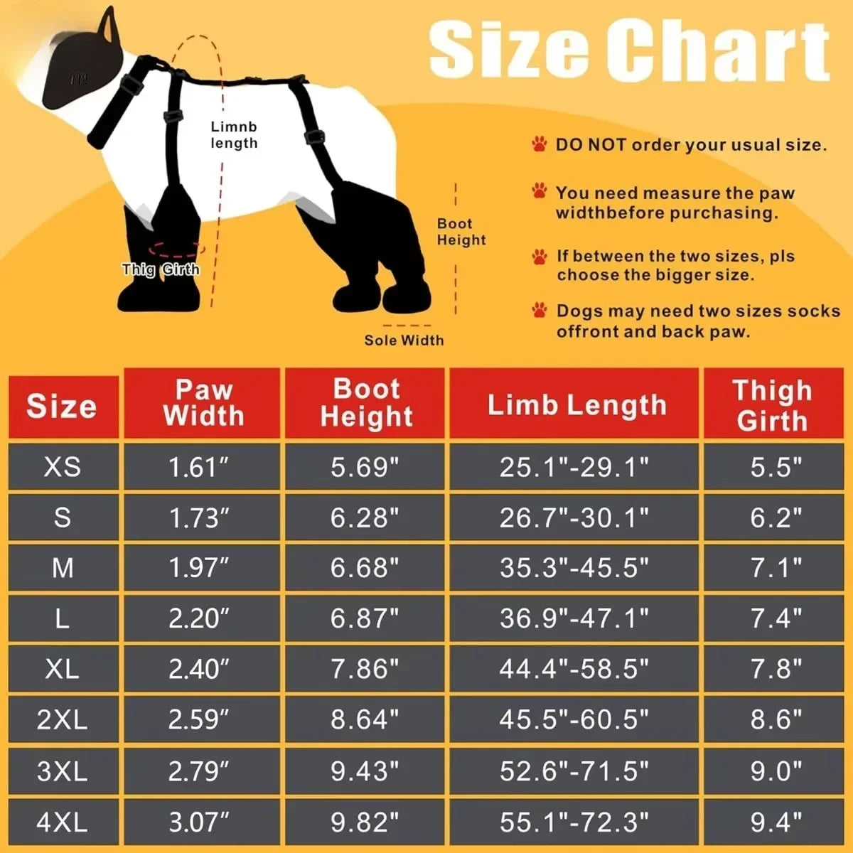 Dog Suspender Boots Tall Dog Boots Anti-Slip&Fall Waterproof Dog Shoes Leggings Winter Snow Rain Hiking Paws Protector