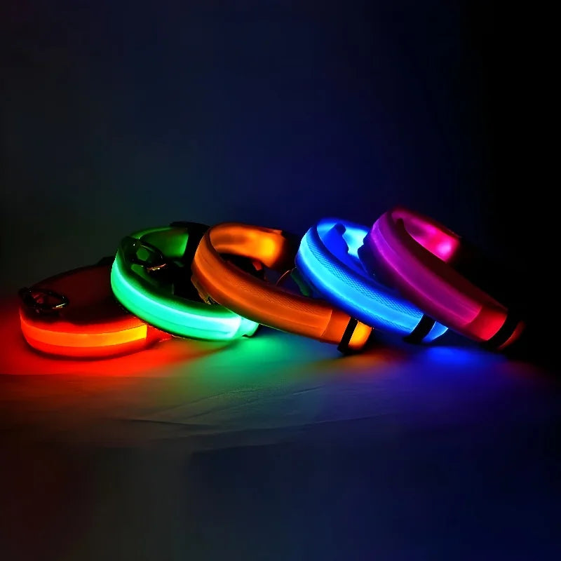 Dog Collar Nylon LED Night Safety Flashing Glow In The Dark Pet Dog Leash pet Dogs Luminous Fluorescent Dog collar