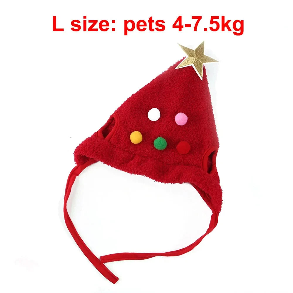 Christmas Cat Costume Xmas Cat Santa Elk Hat with Bandana Bib Scarf Set Cat