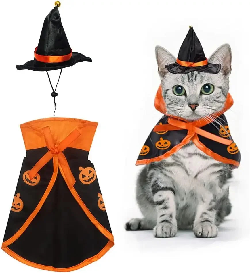 Halloween Cat Vampire Cloak Costume Halloween Adjustable Pet Cape Costume Clothes,Pet Accessories Costume Outfit Decor Cowl