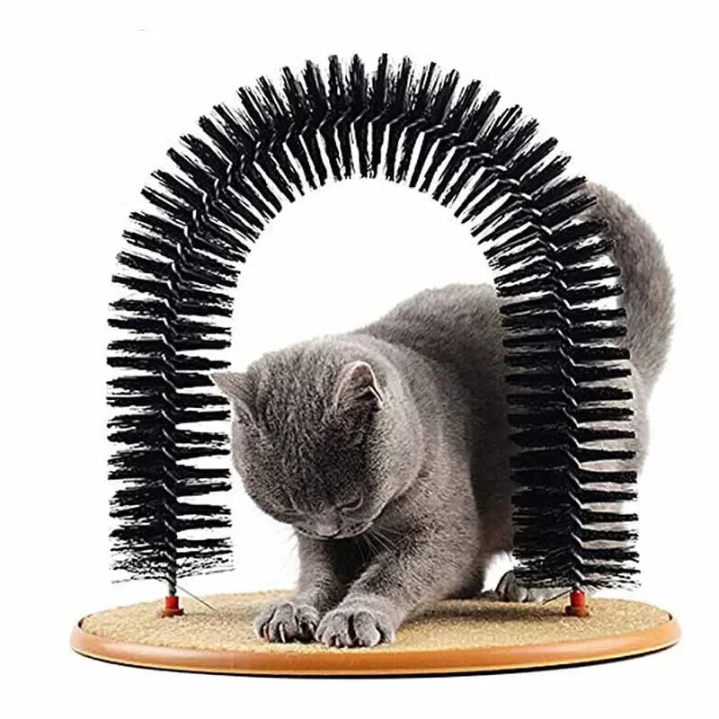 Cat Arch Self Groom Pamper Feline with A Massage Grooming Rubbing Brush with Scratching Pad Toy for Cats Interactive Toys