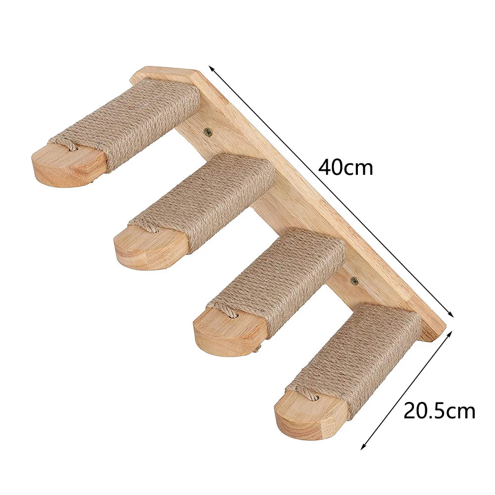 Wall Mounted Cat Climbing Shelf Steps Wall Furniture Stairway With Sisal Rope Scratching Post Tree for Cats Kitten Sleeping