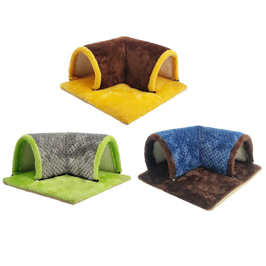 Hamster Tunnel Guinea Pig Hideout Breathable Playground Removable Mat Pets Cave Guinea Pig House for Hamster