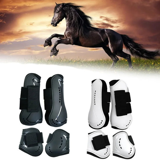 Horse Leg Protective Boots Adjustable PU Neoprene Horse Splint Boots Leg Protection Support for Training Racing Riding Jumping