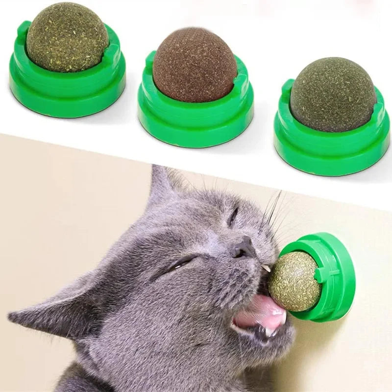 Natural Catnip Cat Wall Stick-on Ball Toy Scratchers Healthy Natural Removes hair Balls to Promote Digestion