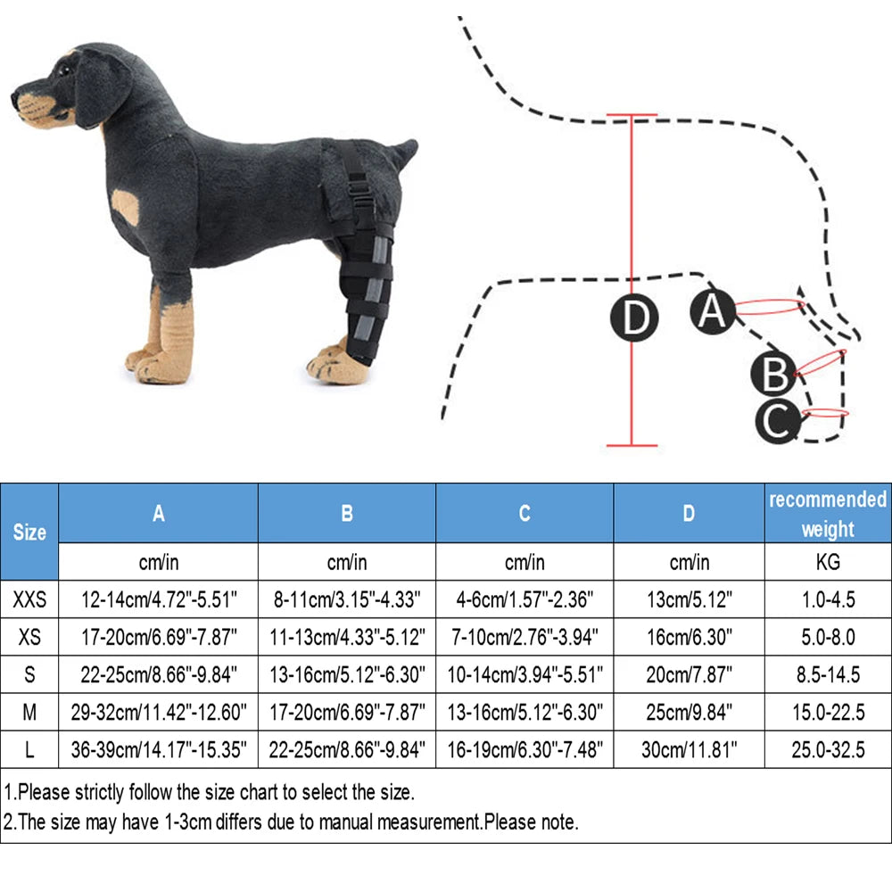 Pet Knee Pads Dog Support Brace for  Rear Right or Left Leg Hock Joint Wrap Breathable Injury Recover