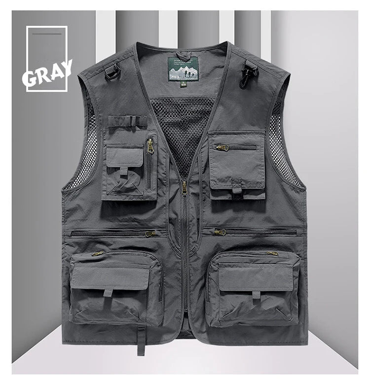 Bird Watching Vest 14 Pockets Photographer Waistcoat Mesh Cargo Sleeveless Jacket