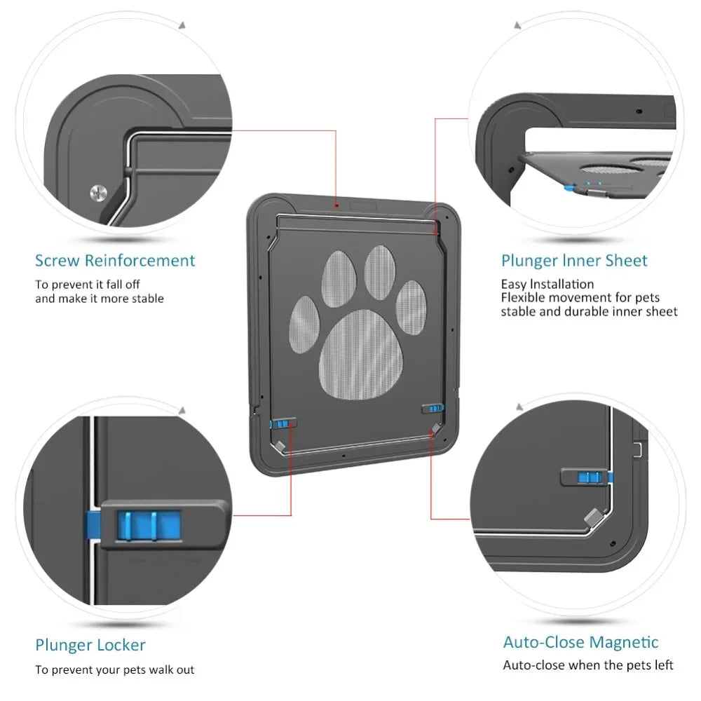 Pet Door For Screen Doors Lockable Magnetic Screen Dogs Cats Window Gate House