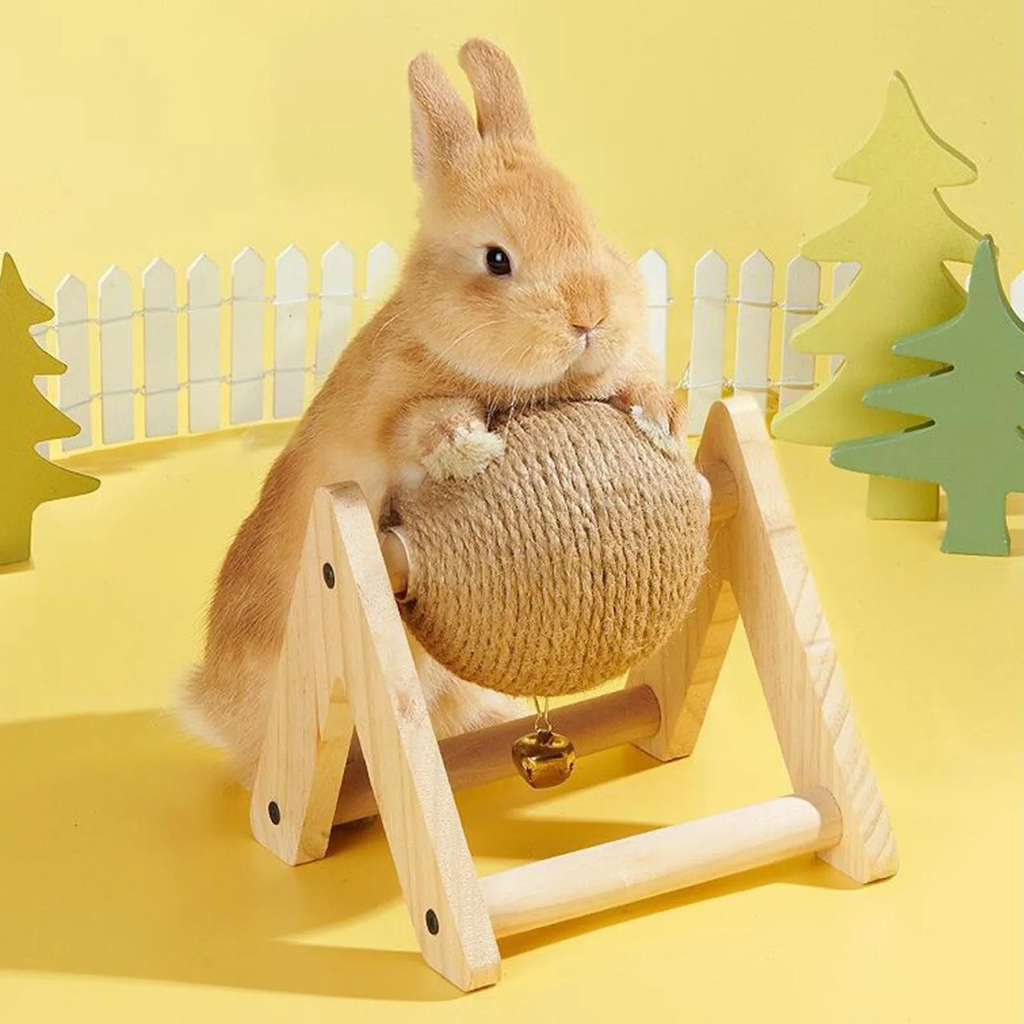 Rabbit Scratching Ball Wooden Rack Sisal Grinding Claw Ball Pet Interactive Toy Scratch Toy for Kitten Small Animals Chinchilla