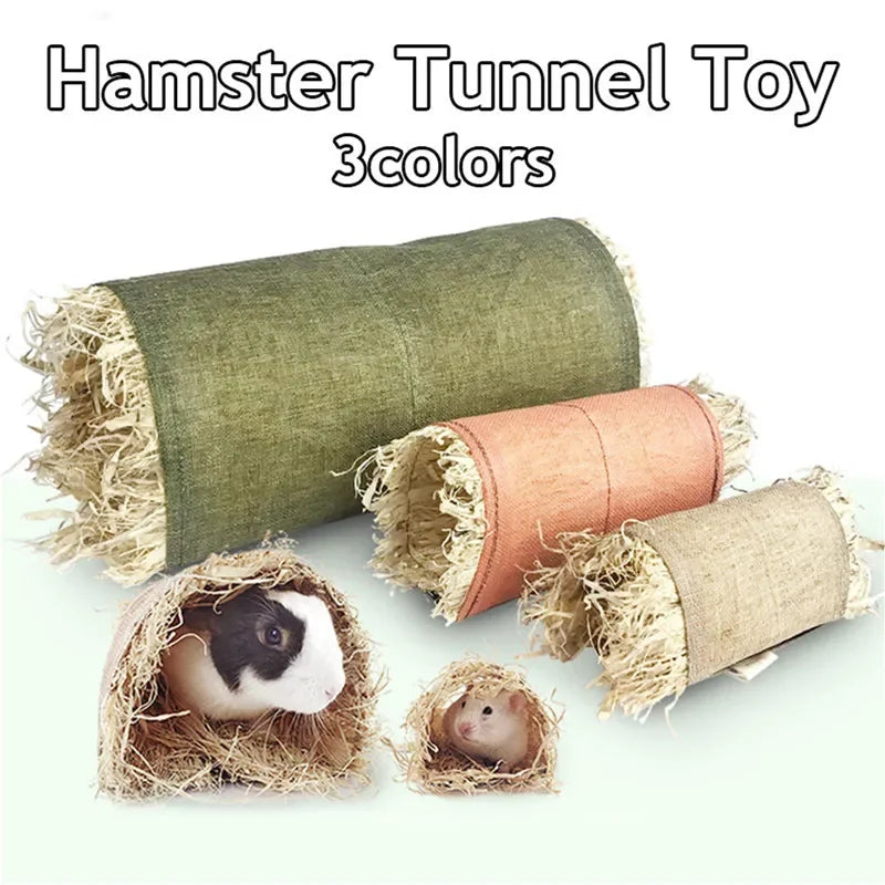 Rabbit Hideaway Toy Grass Straw Bunny Toy Tunnel Hamster Accessories for Guineapig Chinchilla Ferret Rats