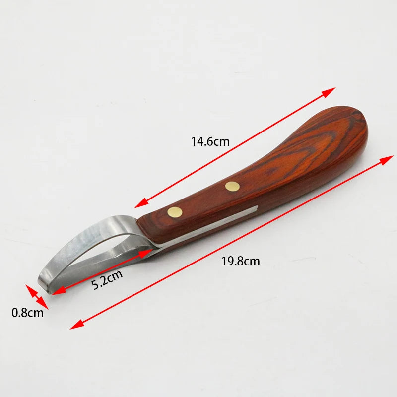 2 Pcs Horse Loop Hoof Knife Trimmer Blade Hoof Knife Double Edged Shears Cutter Wooden Handle Stainless Steel