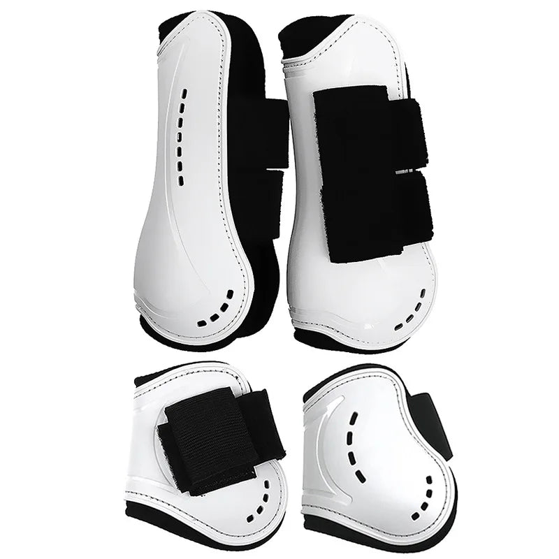 Horse Leg Protective Boots Adjustable PU Neoprene Horse Splint Boots Leg Protection Support for Training Racing Riding Jumping