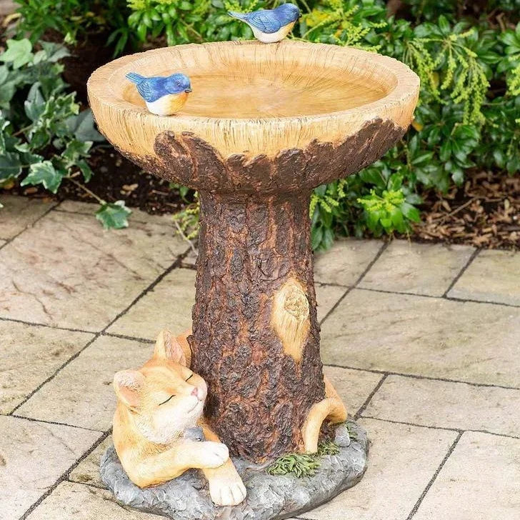 Animal themed Bird Bath, Sunflower Bird Bath, Outdoor Bird Bath Bowl, Bird Fountain Decoration for Garden