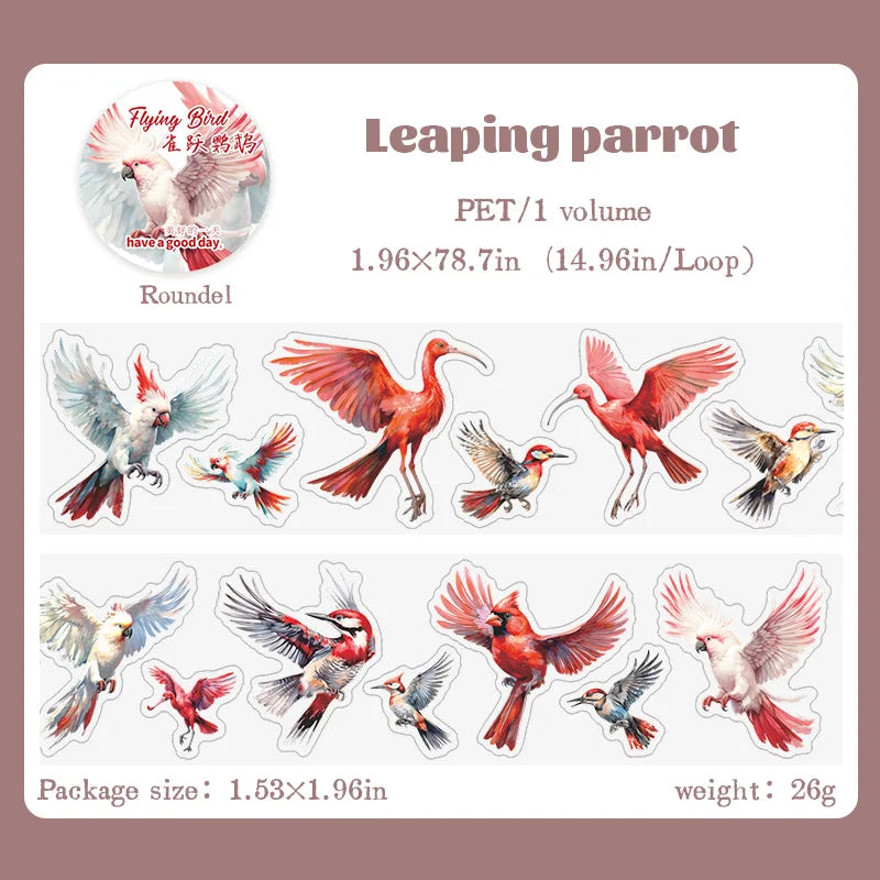 6 styles 50mm*2m Flying Bird series Stickers Bird theme collage Decorative Diary Album Scrapbooking Journal