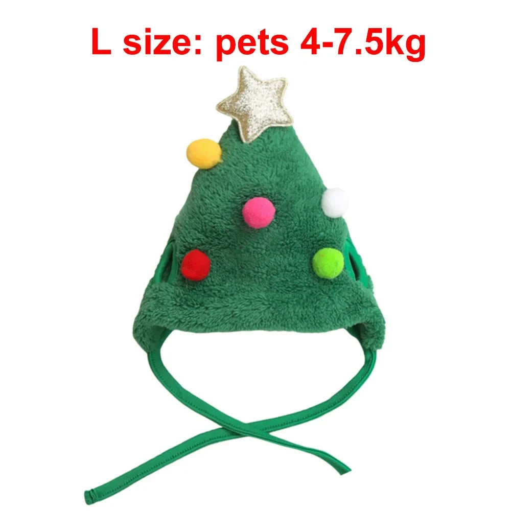 Christmas Cat Costume Xmas Cat Santa Elk Hat with Bandana Bib Scarf Set Cat