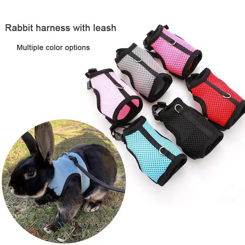 Mutil-Colors Breathable Stylish Vest Rabbit Adjustable Soft Harness And Elastic Leash Set For Rabbits