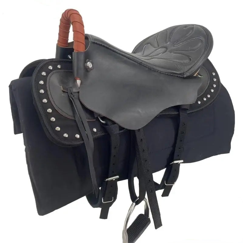 New Horse Saddle, Complete Harness Cowhide Tourist Saddle Equestrian Equipment Horse Accessories