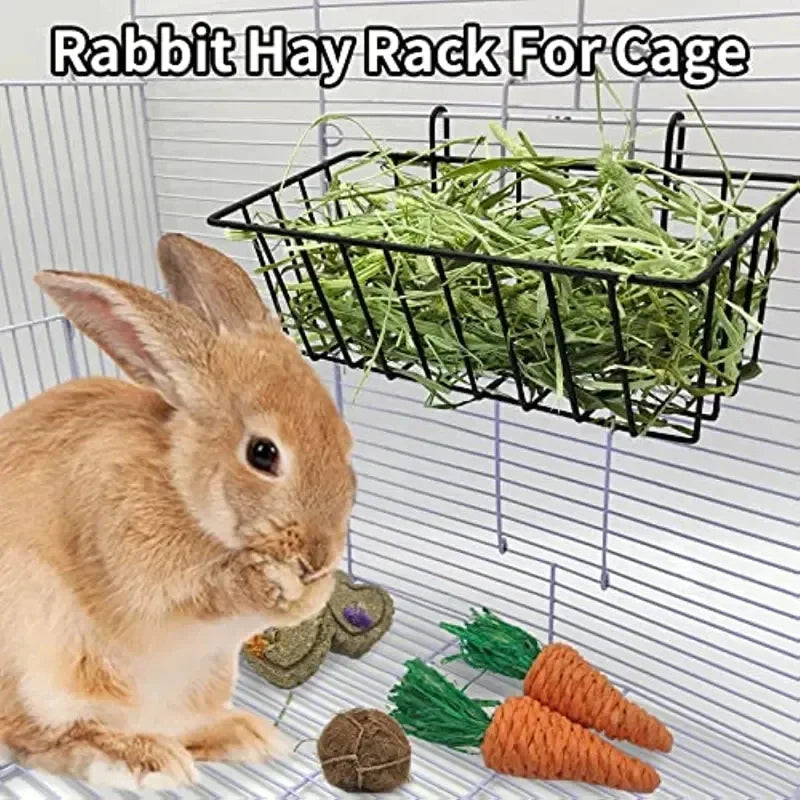 Rabbit Food Basket Grass Rack Metal  Frame Hay Feeder Rabbit Spring Grass  Hay Bowl