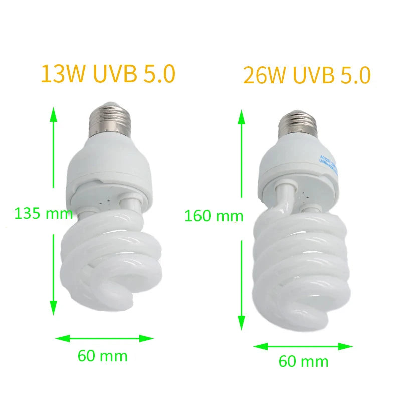 13W UVB Heating Lamps 5.0 10.0 Reptile Lamp Energy Saving Light Turtle Lizard Snake Reptile UVB Heating Lights