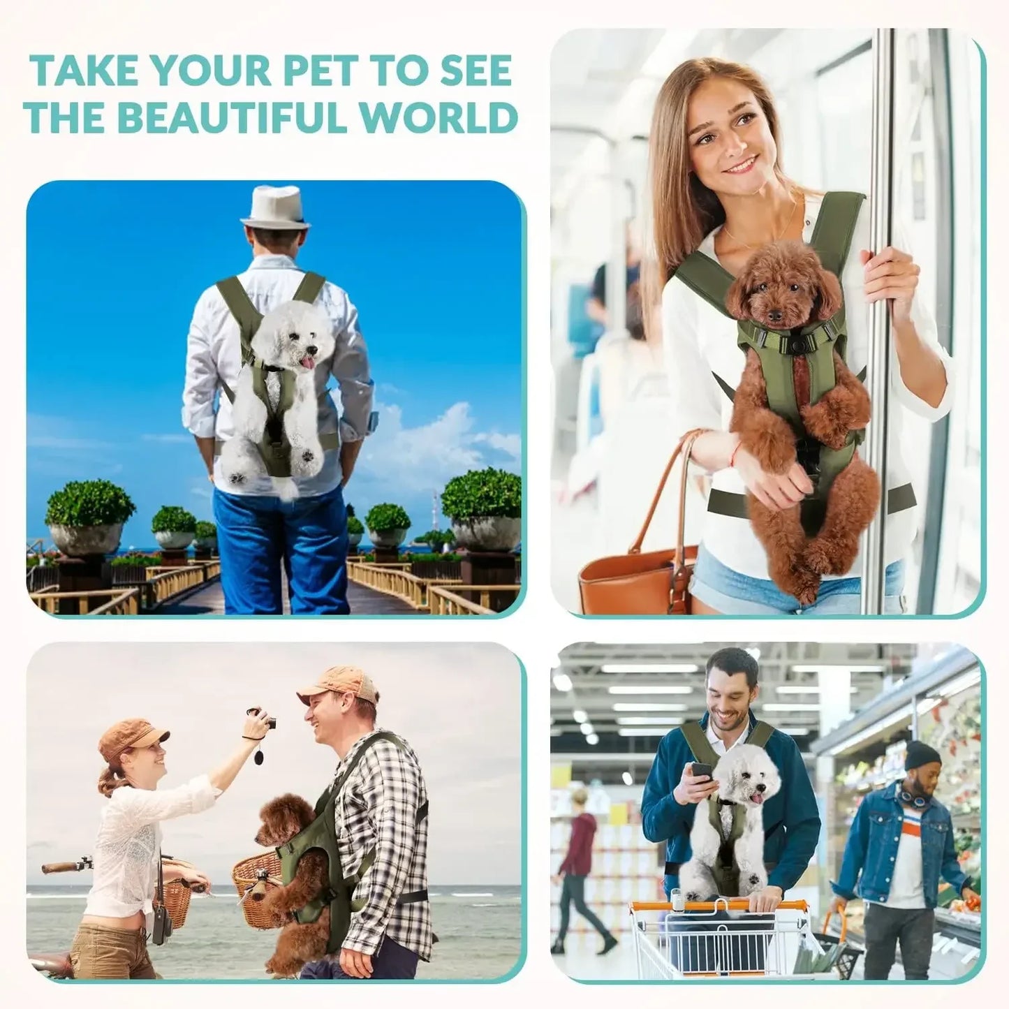 Pet Carrier Backpack for Dogs Cats Thickened Sponge Pet Front Dog Carrier Backpacks Portable Puppy Transportation Dog Bags