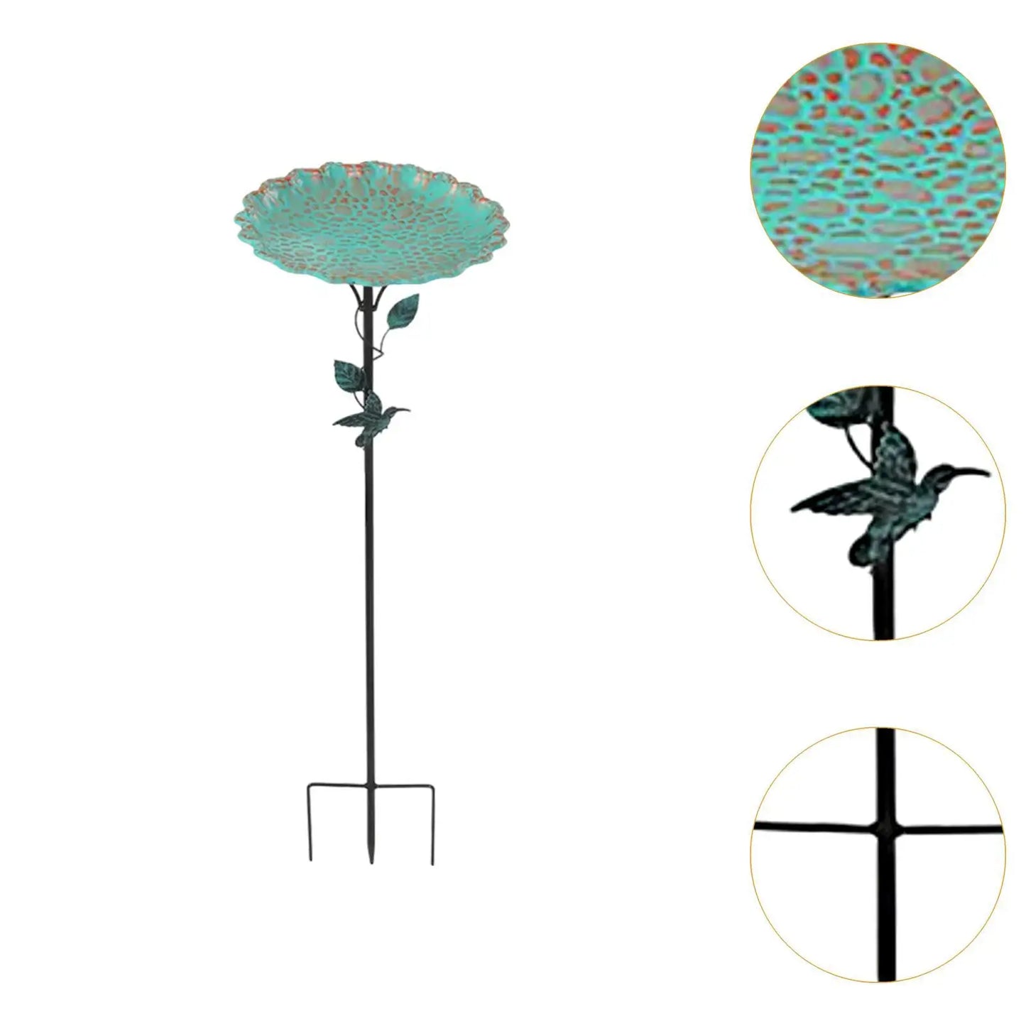 Bird Bath for Outdoor Birdfeeder with Metal Stake Weather Resistant  for Lawn Outdoor Garden