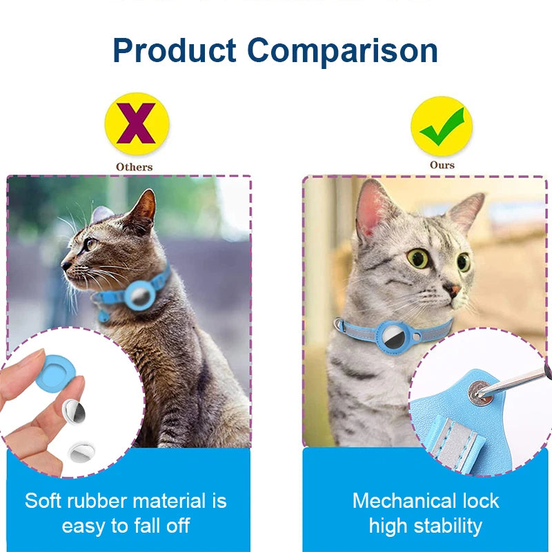 Cat Collar for Airtag GPS Tracker Protective Case With Bell