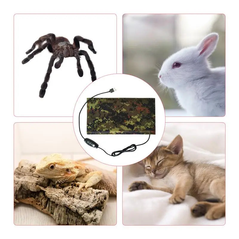 USB Reptile Heating Pad Terrarium Heating Mat Electric Thermal Blanket Warm Heated Mat Pad Reptiles Heat Mat Reptile Accessories