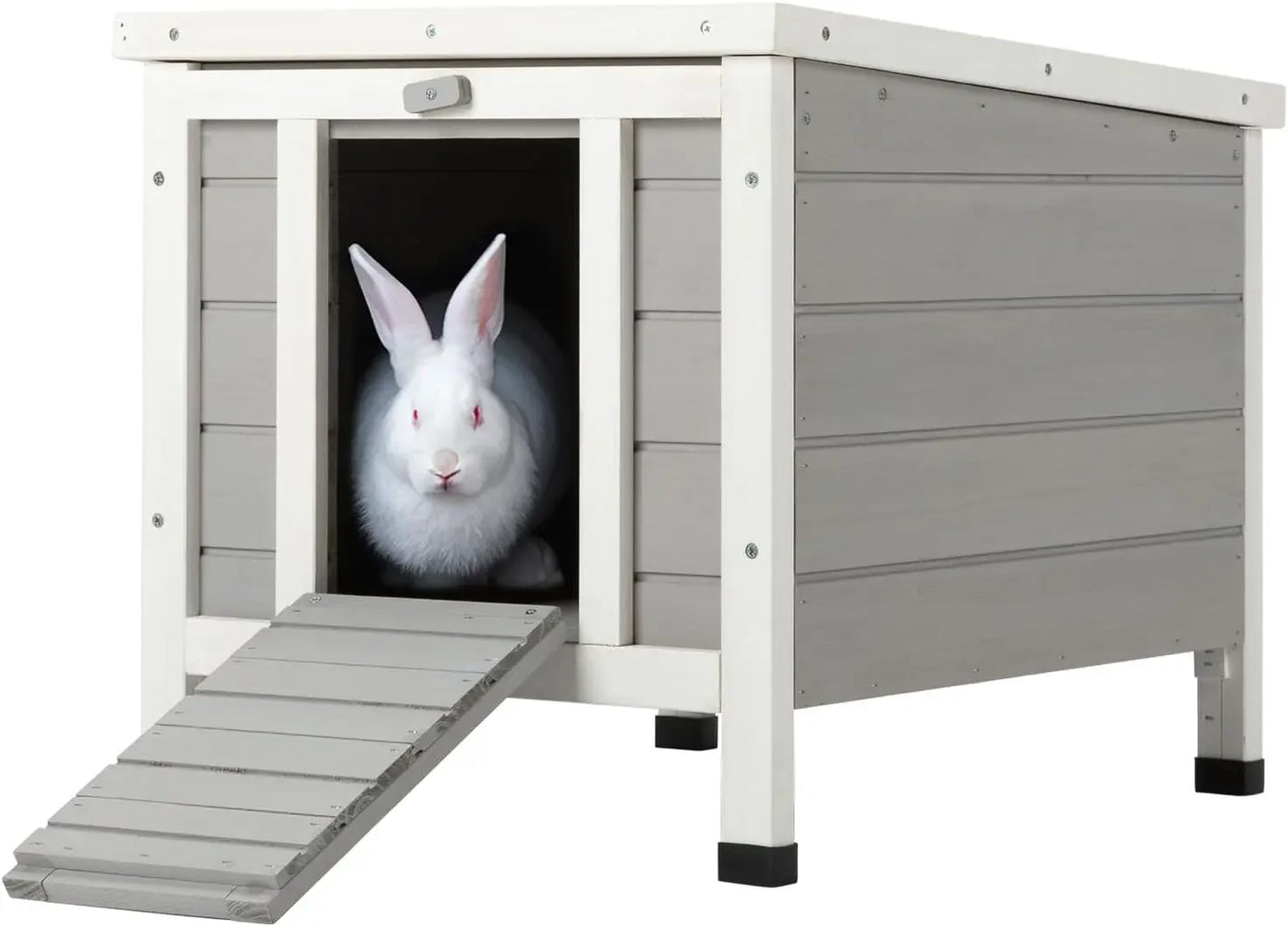 Outdoor Weatherproof Rabbit Hutch Hideout Indoor Bunny Cage, Wooden Outside Shelter for Rabbits