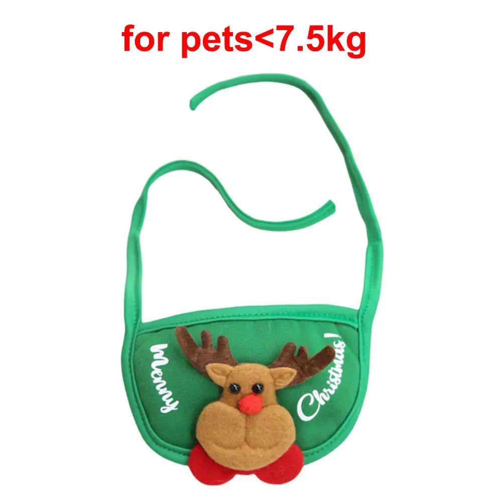 Christmas Cat Costume Xmas Cat Santa Elk Hat with Bandana Bib Scarf Set Cat