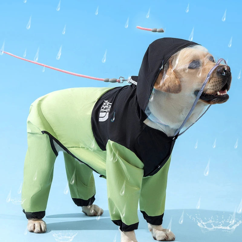 Dog Raincoat Windproof Water All-Inclusive Hooded Rain Poncho Outdoor Poncho Large Small and Medium Dogs