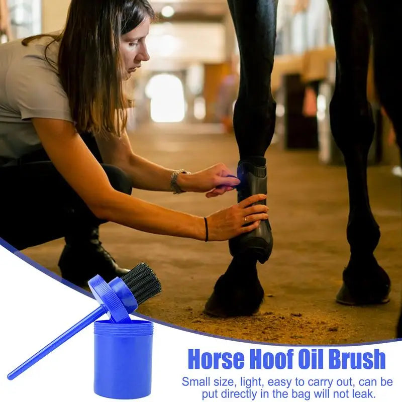 Hoof Oil Brush Horse Hoof Cleaning Oil Brush With Bottle Horse Hoof Health Care Oil Bottle For Horse Breeding Parks Zoos Horse