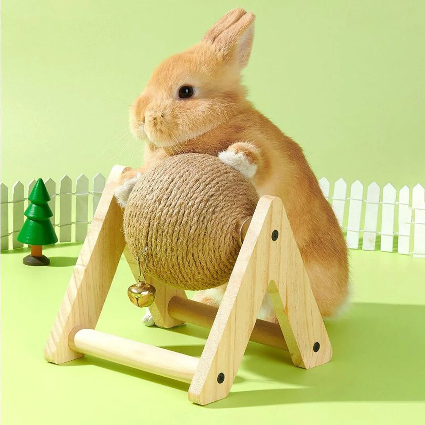 Rabbit Scratching Ball Wooden Rack Sisal Grinding Claw Ball Pet Interactive Toy Scratch Toy for Kitten Small Animals Chinchilla