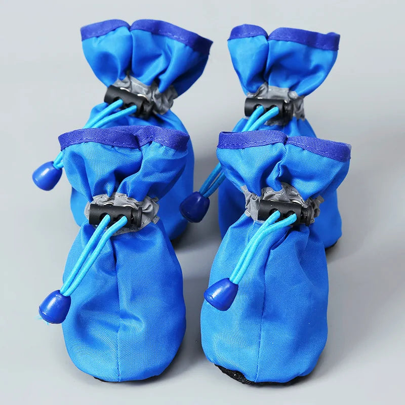 4pcs/set Waterproof Pet Dog Shoes Anti-slip Rain Boots Footwear for Small Cats Dogs Puppy Dog Pet Booties Pet Paw Accessories