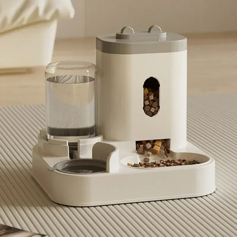 Automatic Feeder Cat Food Bowl With Water Fountain Pet Large Capacity Raised Stand Dish Bowl