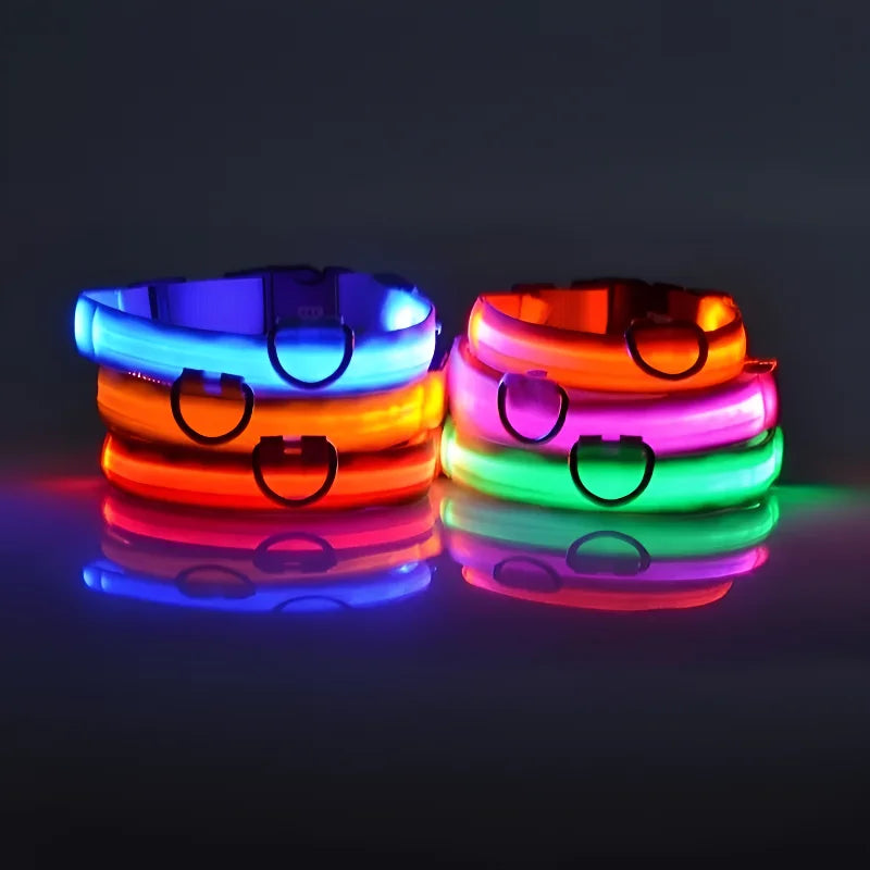 Dog Collar Nylon LED Night Safety Flashing Glow In The Dark Pet Dog Leash pet Dogs Luminous Fluorescent Dog collar