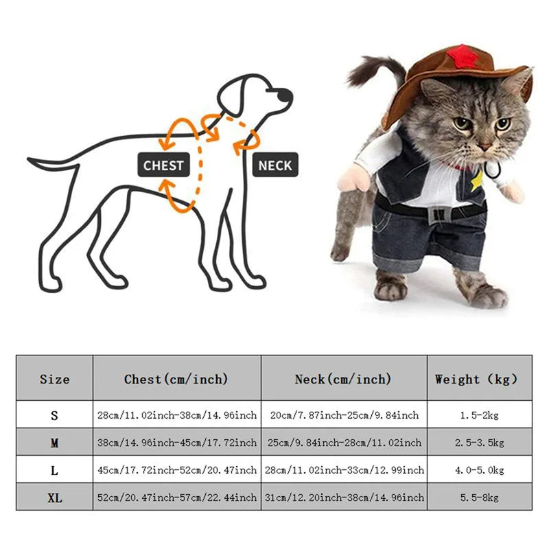 Cat Cowboy Costume Jeans Hoodie Shirts Halloween Costume Jumpsuit Puppy Clothes Funny Coat