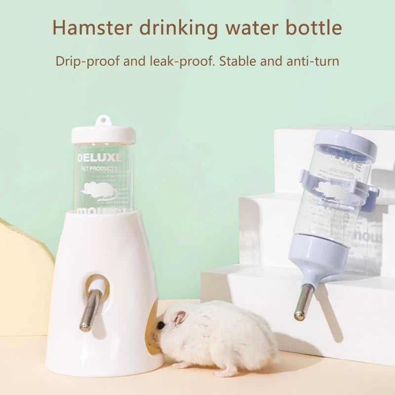 Water Bottle with Stand Holder No Drip Waterer for Hamster Guinea Pig Rabbit for Glass Tank