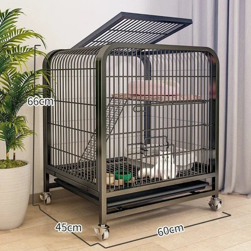 Iron Mesh Cat Cages Duplex Luxury Large Space Dogs House Metal Dog Crate with Door Double Layer Luxury Climbing Frame Pet Cage